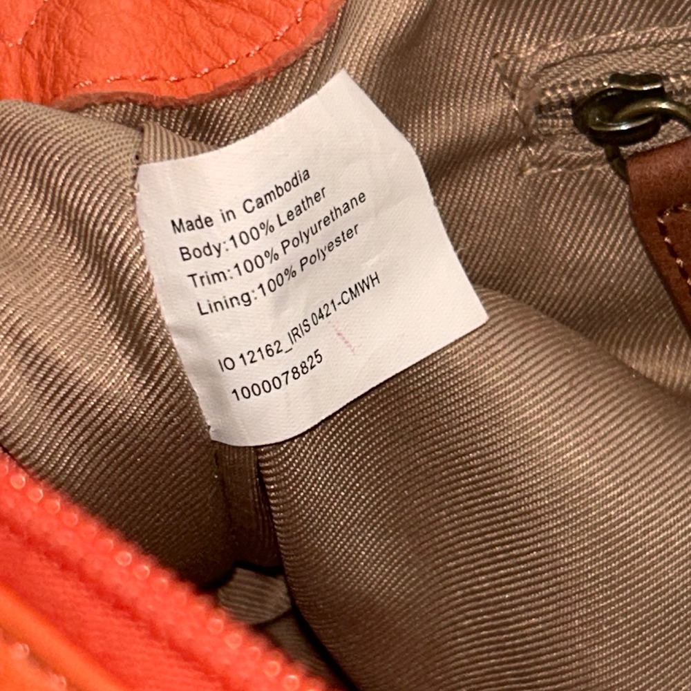 The Sak Iris Orange Pebbled Leather Shoulder Bag Hobo Zip Top 12162 - Picture 8 of 14